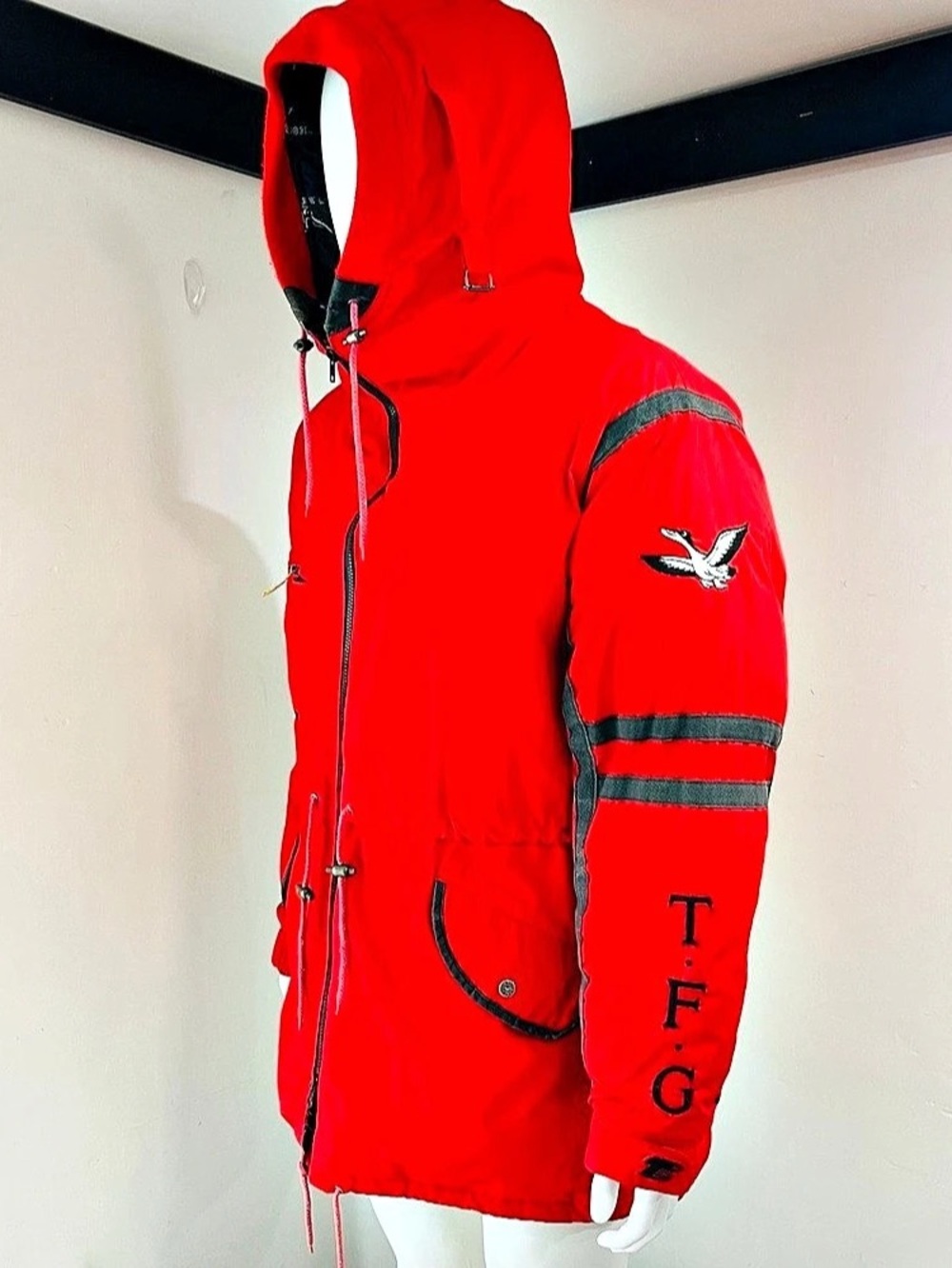 Triple Goose Hooded Puffer Jacket Red XL Like New